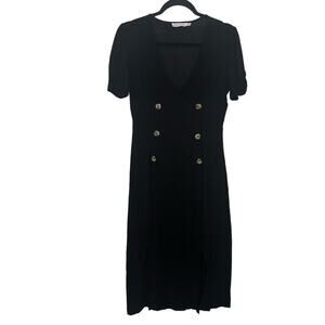 All in Favor Double breasted Midi dress  Size M Black
